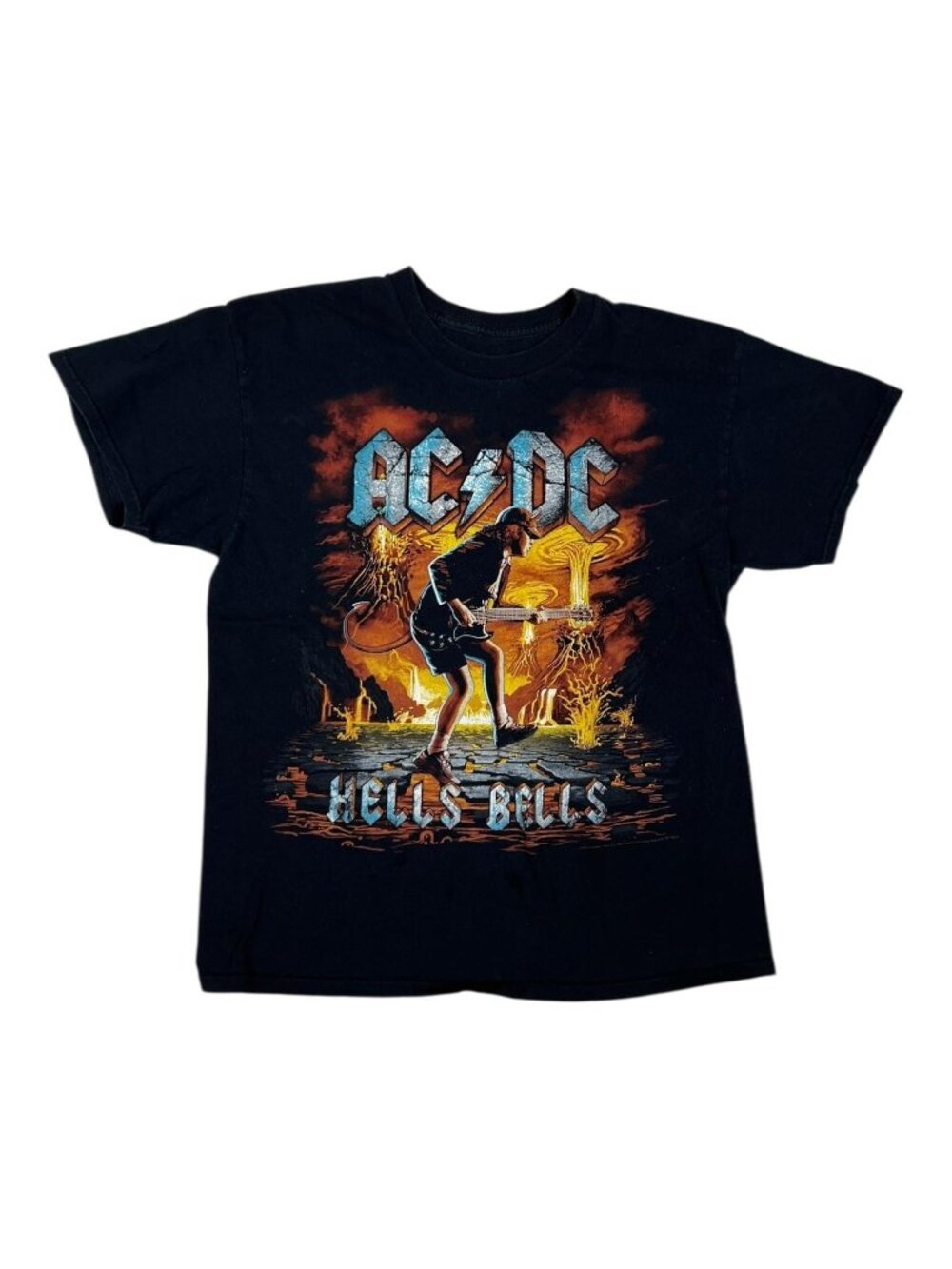 AC/DC Hells Bells T-Shirt Mens Large Liquid Blue Black Rock Band Tee Retro